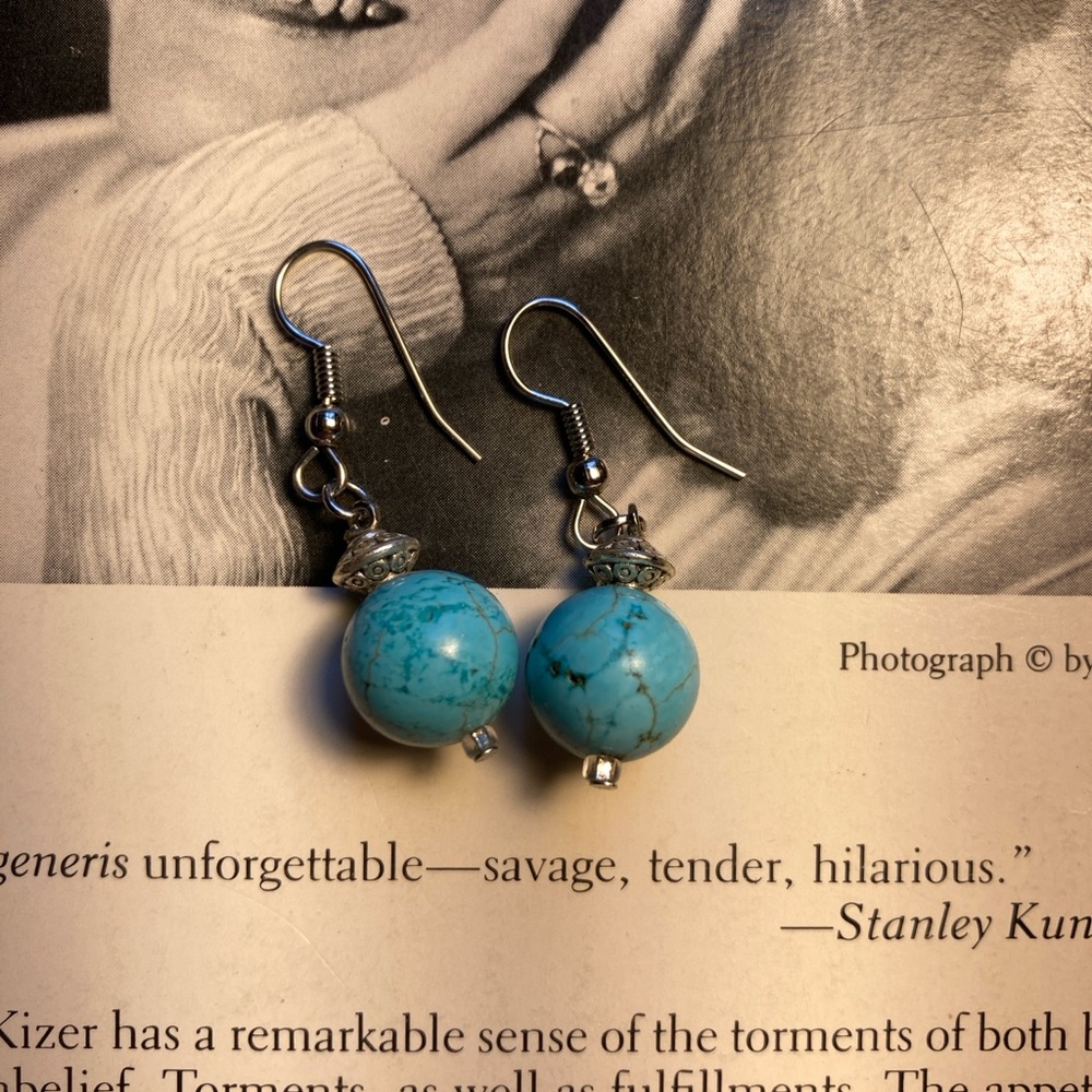 VINTAGE Turquoise Ball-Drop Earrings